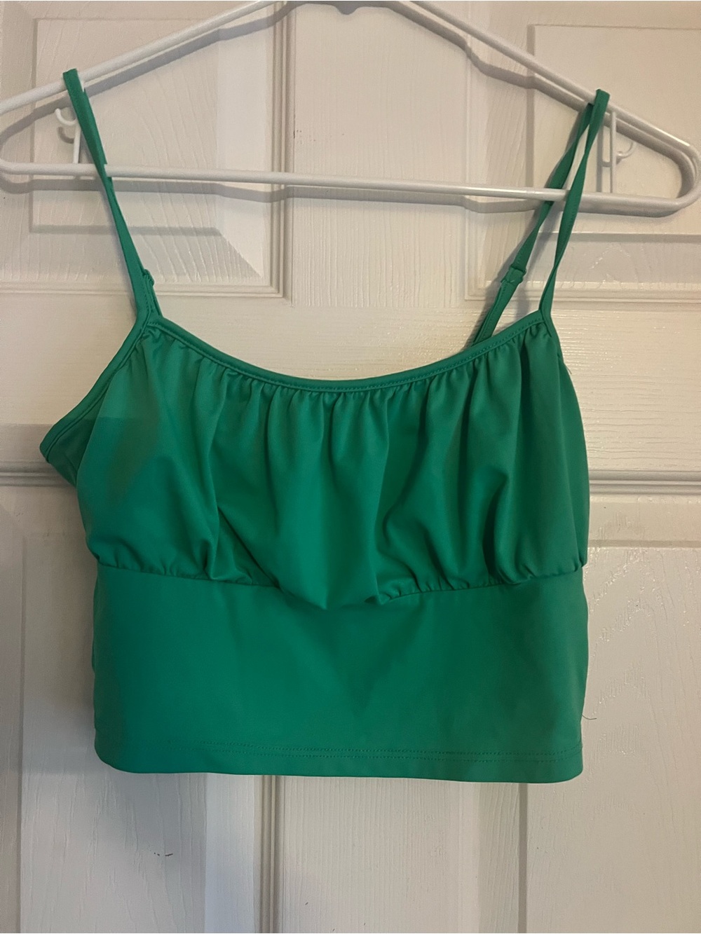 Divided Green Ruched Cami Tank Top